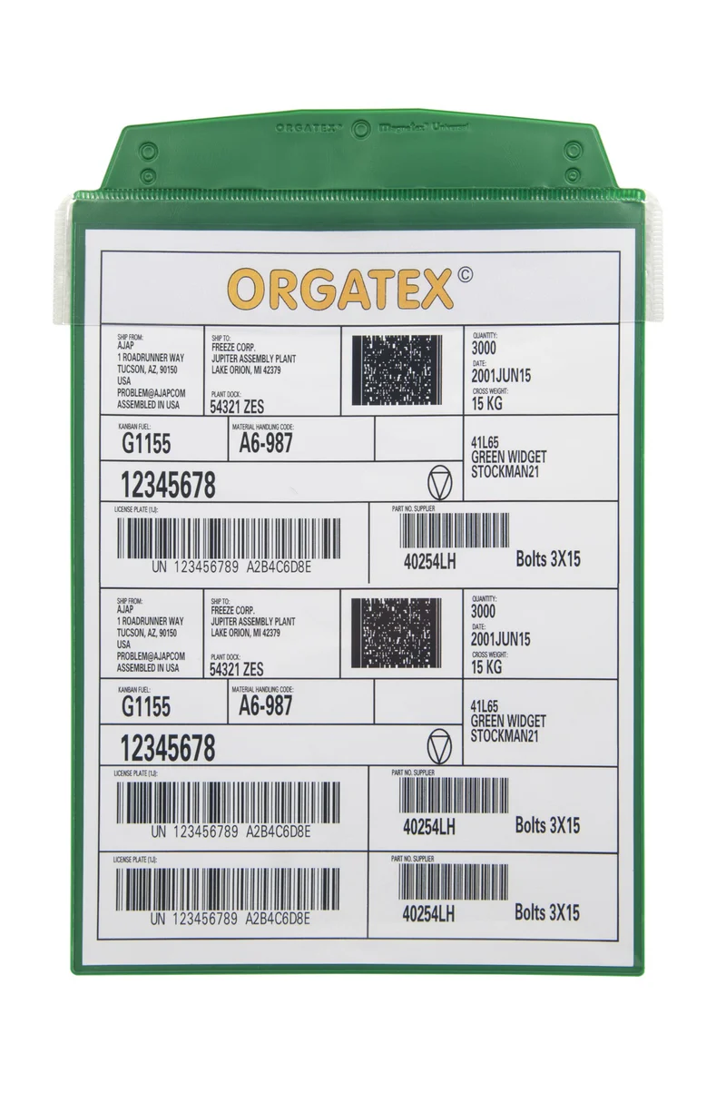 Sichttasche, magnetisch DIN A4 hoch mit 1 Magnetstreifen und Schutzklappe, Grün, 10 St. / Pack.