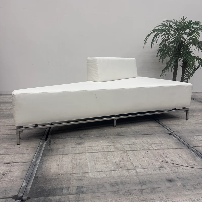 Exklusives Designer Lounge Sofa Weiß Leder Keilform Couch Gebraucht