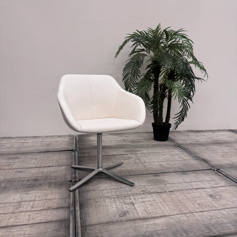 Walter Knoll Turtle Stuhl Weiß Leder Designklassiker Armlehnstuhl Gebraucht