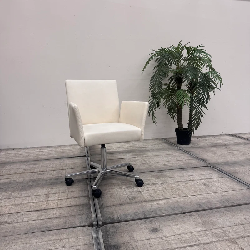 Walter Knoll Armlehnstuhl weiß Leder Bürodrehstuhl Stuhl Gebraucht