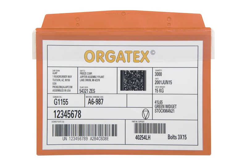 Sichttasche, magnetisch DIN A4 quer mit 1 Magnetstreifen und Schutzklappe, Orange, 10 St. / Pack.