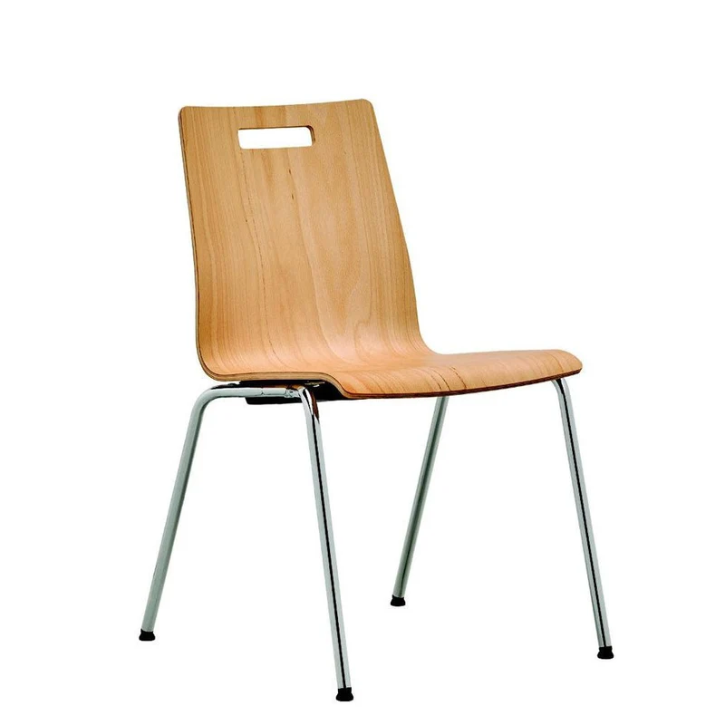 Stapelstuhl Besucherstuhl 4-Fuß PLUS 5 Buchenschale - Holz-Schalenstühle Stapelstuhl Robust & Pflegeleicht- Auf Rechnung kaufen