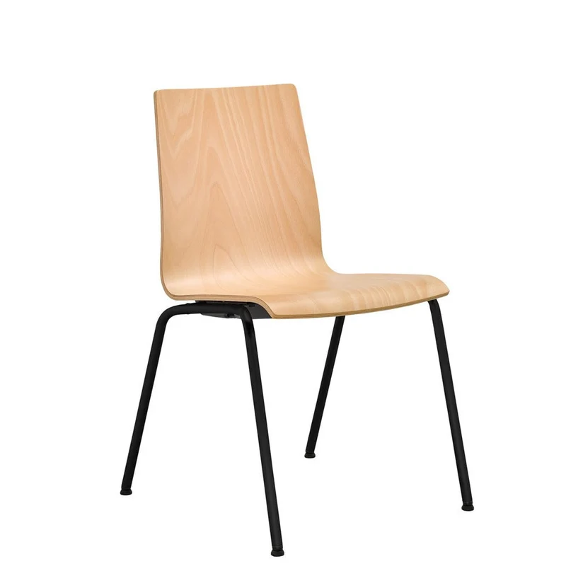 Stapelstuhl Besucherstuhl 4-Fuß PLUS 5 - Holzschalenstuhl - Gestell Schwarz - Reihenverbinder - Schreibtablar - Jetzt mit Bestpreis auf Rechnung kaufen