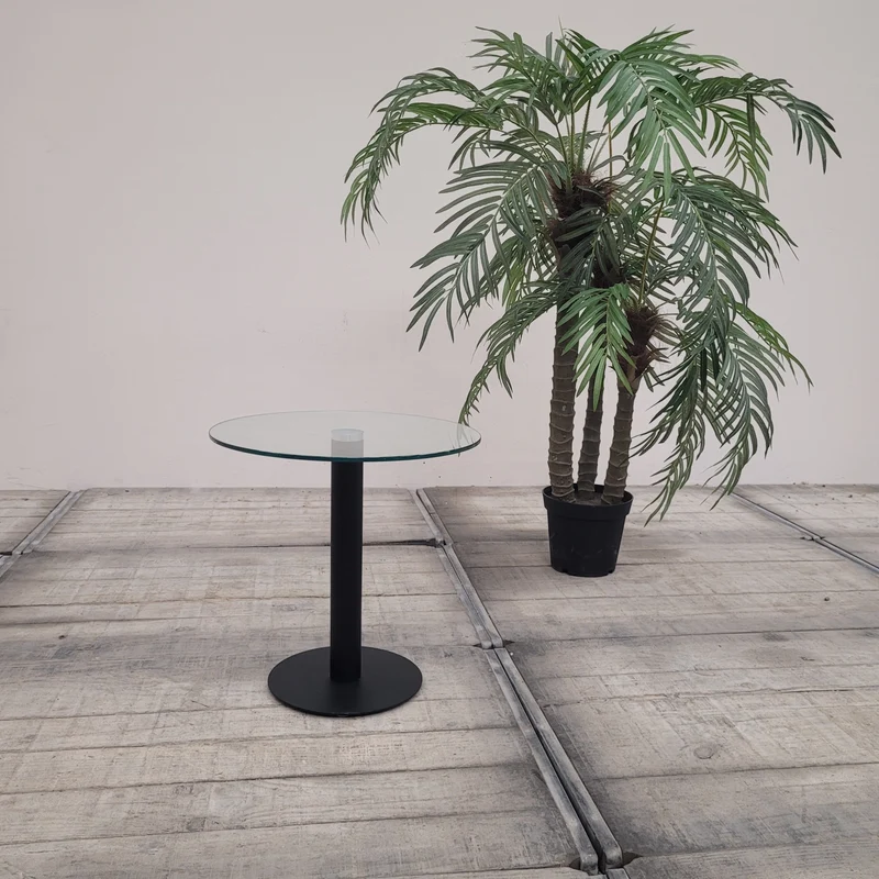 Beistelltisch Rund Glas Tisch Schwarz 50cm Modern Gebraucht