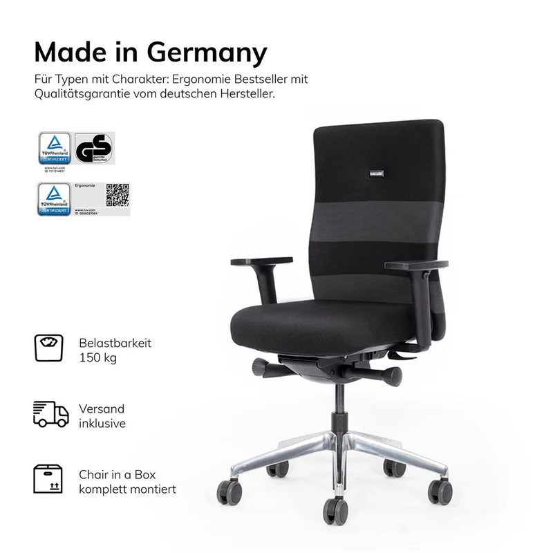 Ergonomischer Bürostuhl lento Agilis AG10 inkl. 4D-Armlehnen - Der AKTIVE
