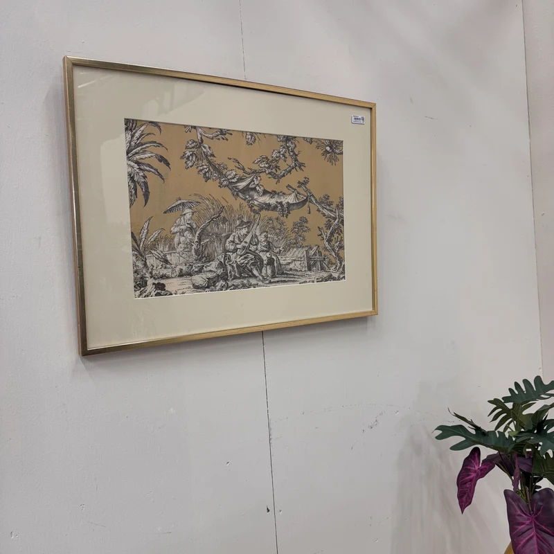 Kunstdruck Beige Gold Historisches-Motiv Wandbild Vintage Deko Gebraucht