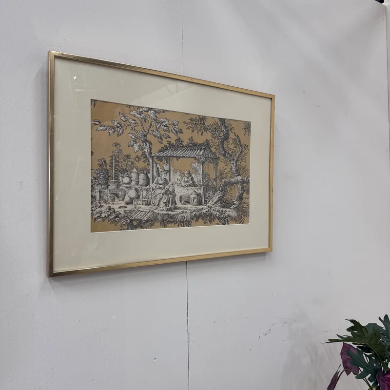Kunstdruck Beige Gold Historisches-Motiv Wandbild Deko Gebraucht
