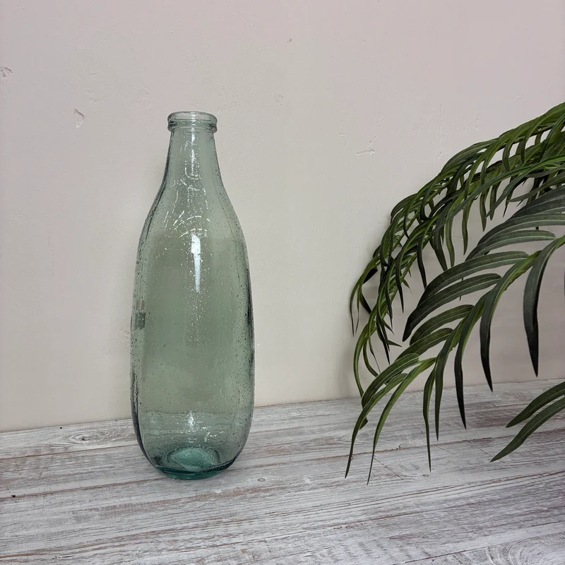Vase Grün Glas Vintage Deko Vase Altglas Flasche 40cm