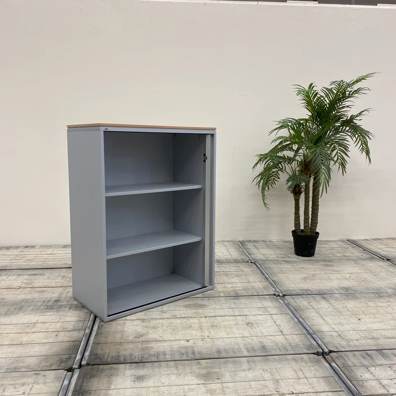 VS Querrollladenschrank Grau Holzdekor Büro Schrank Gebraucht Aktenschrank