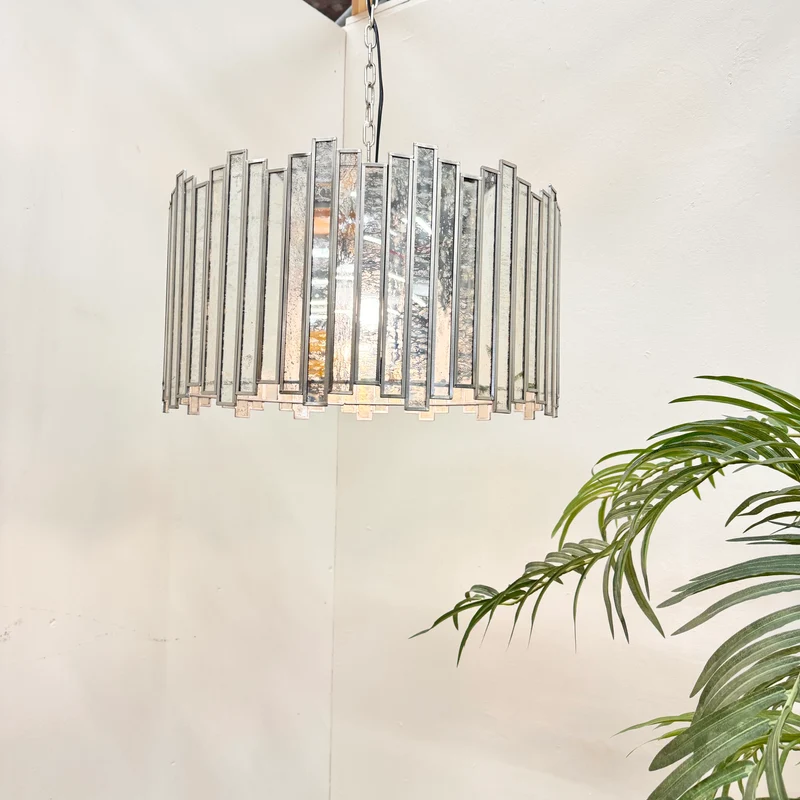 PTMD Ivona Design Pendelleuchte Hängelampe Silber Lampe Spiegel Kristall Neu