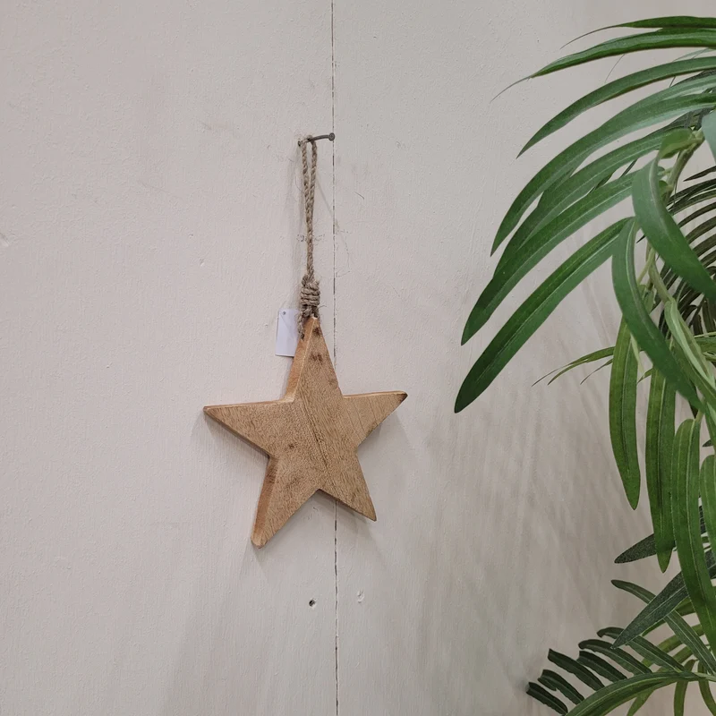 Deko Stern Holzstern Mangoholz Hänger Wanddeko Weihnachten Rustikal Neu