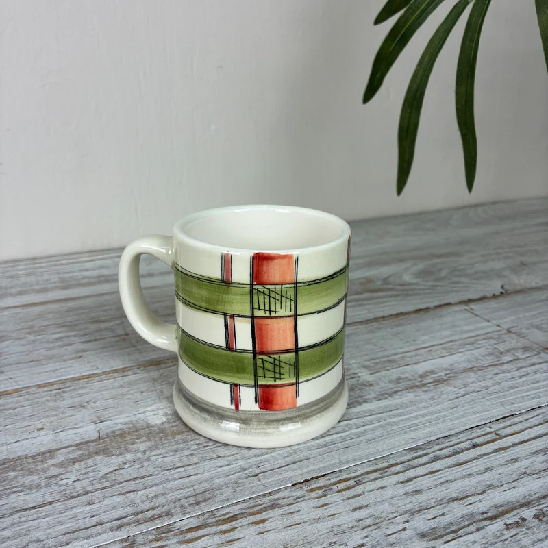 Jet By Ter Steege Becher Seasons Tasse Keramik Grün Orange Kariert Neu