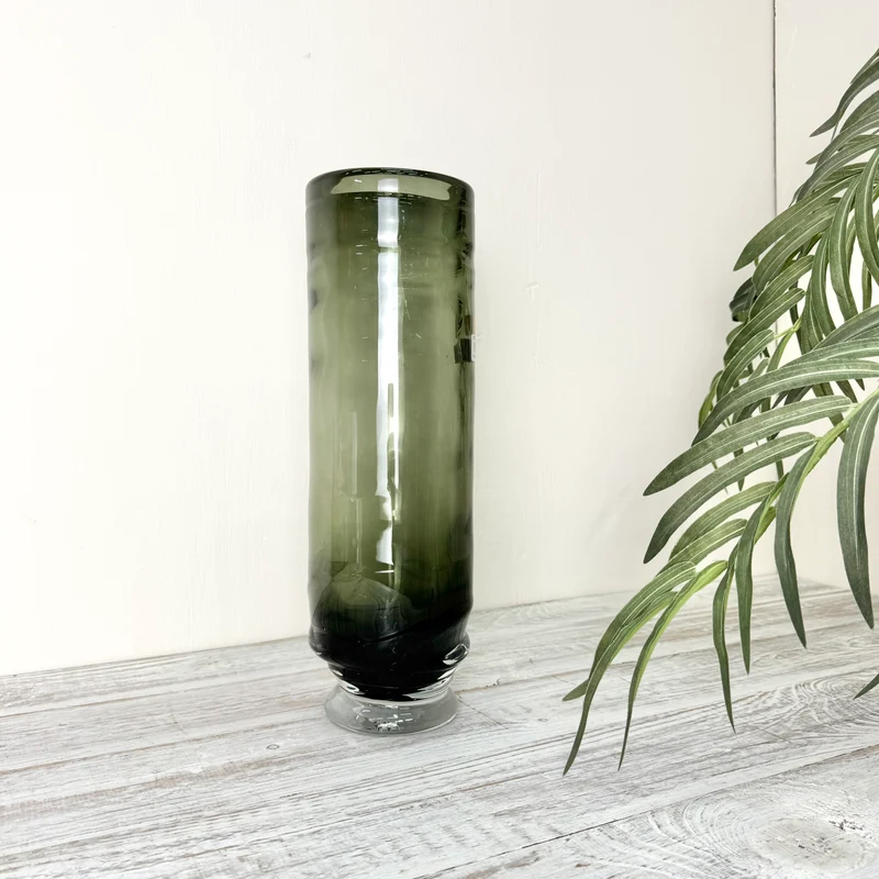 PTMD Diana Glasvase Hoch Zylindervase Dunkelgrün Vase