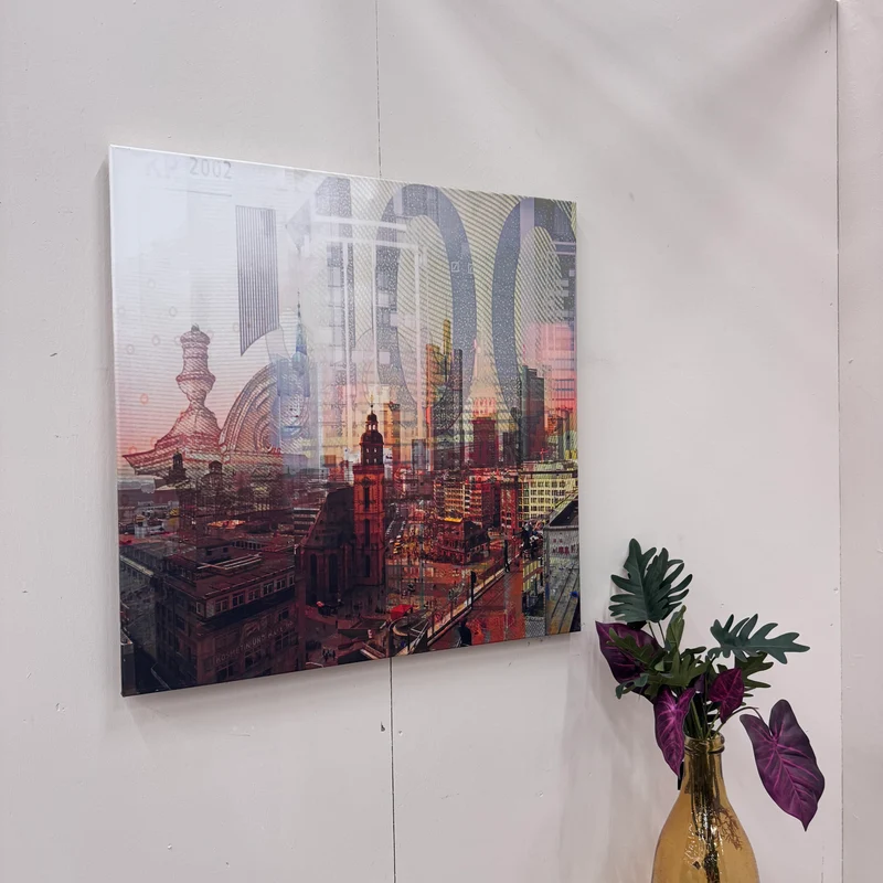 Wandbild 90x90 - Frankfurt Mix Architektur - Fotodruck auf Leinwand Gebraucht