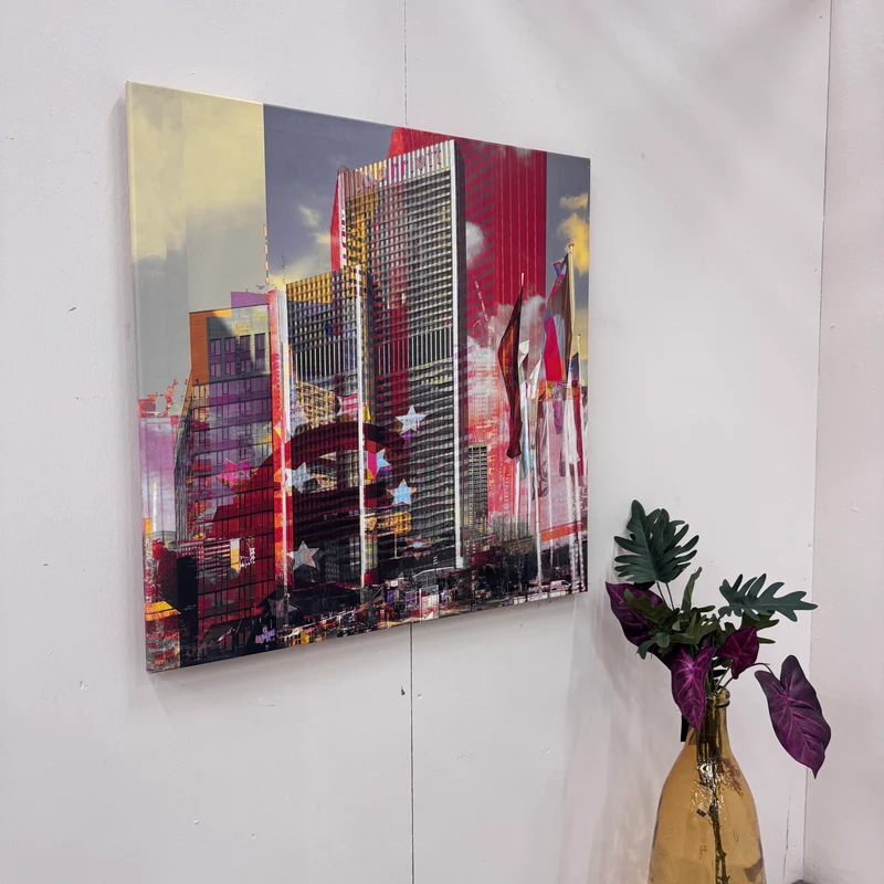 Wandbild 90x90 - Frankfurt Skyline Marriott - Fotodruck auf Leinwand Gebraucht