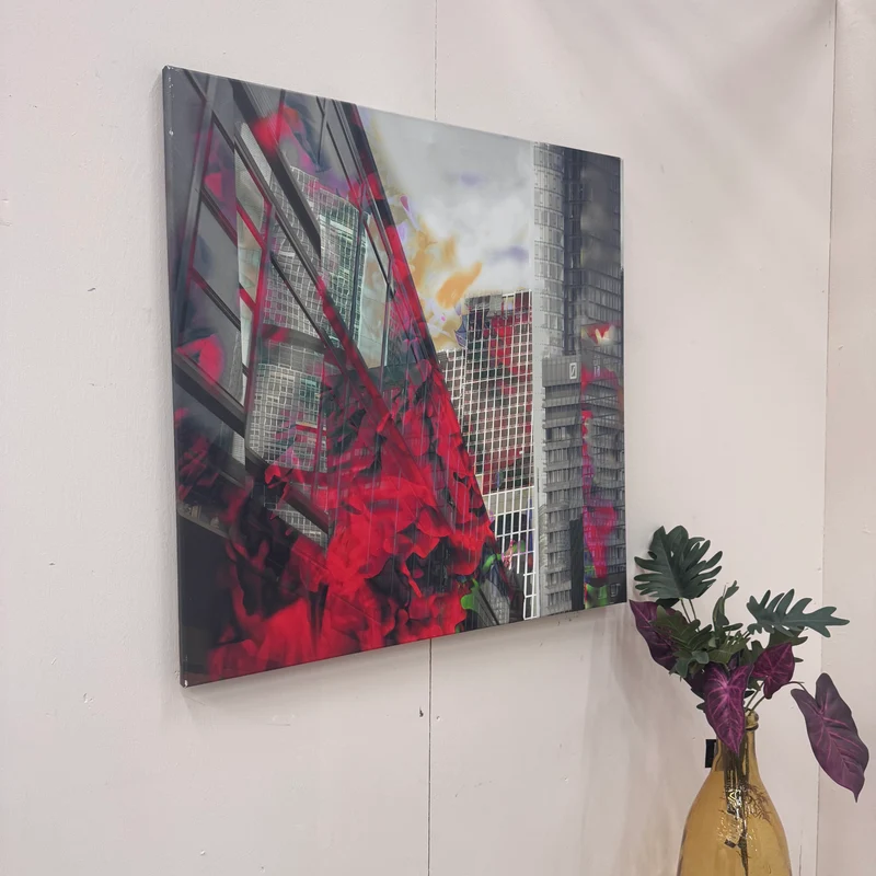 Wandbild 90x90 - Frankfurt City Abstrakt - Fotodruck auf Leinwand Gebraucht