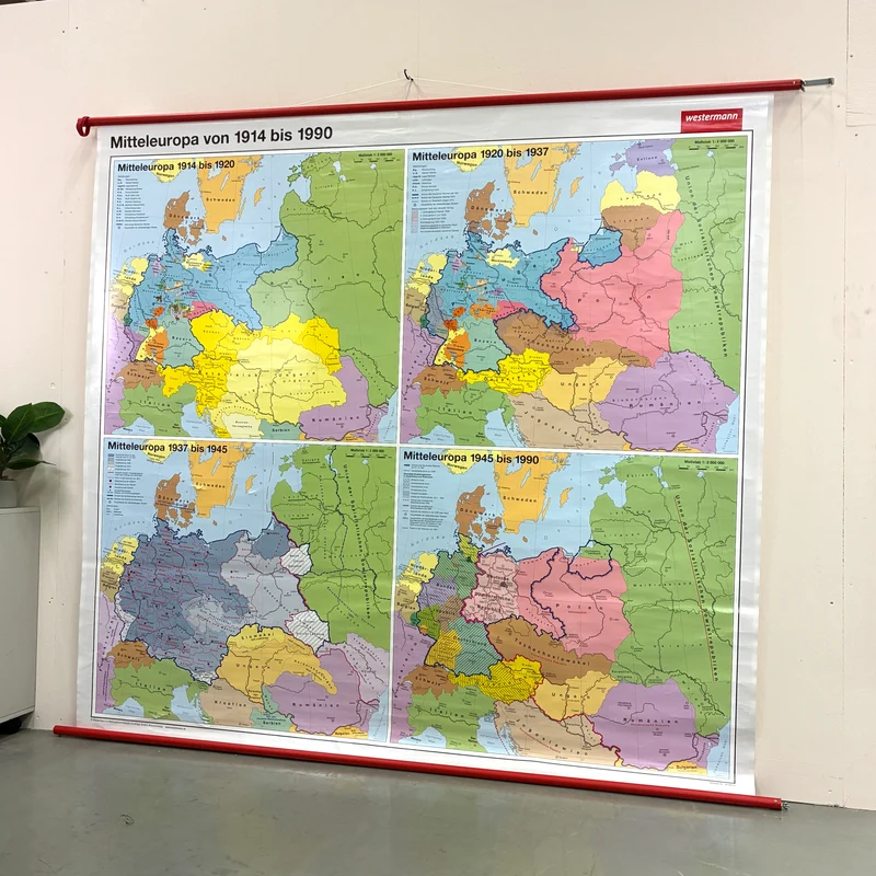 Vintage Schulkarte – Mitteleuropa (1914 bis 1990) – Geschichts-Lehrtafel Rollbild Wanddeko