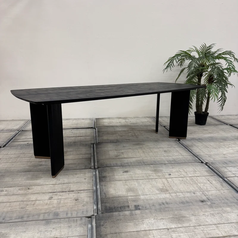 PTMD Liber Esstisch Schwarz Mangoholz Gold 240x100 Tisch