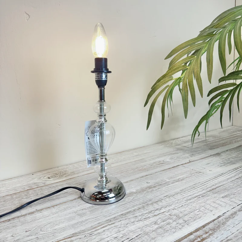 Glasstil Tischleuchte Lampe silbern Tischlampe Vintage Stil