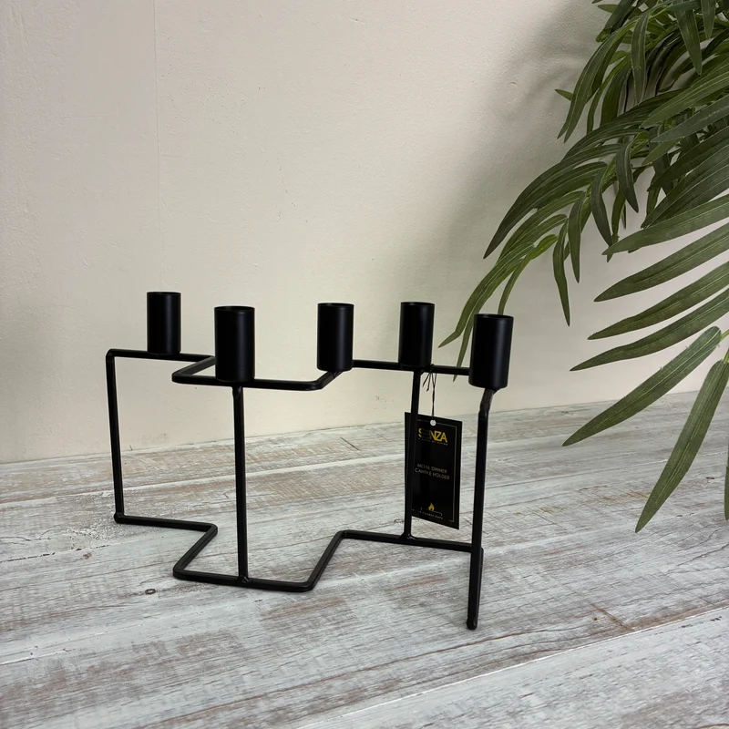 SENZA Kerzenhalter Zig Zag Schwarz Metall 5-flammig Deko Modern