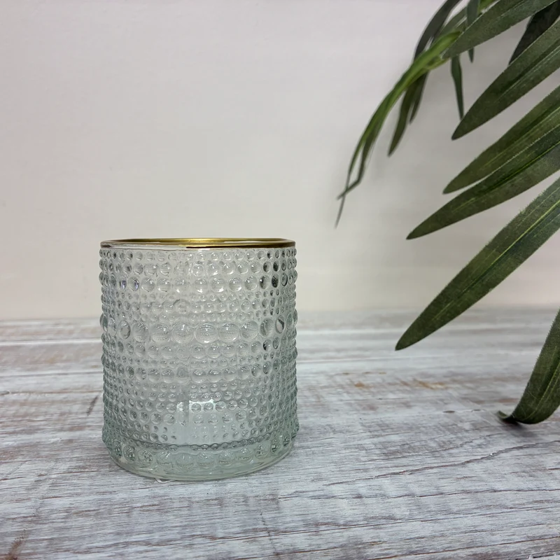 Windlicht Glas Golden Deko Kerzenhalter Vintage 8cm