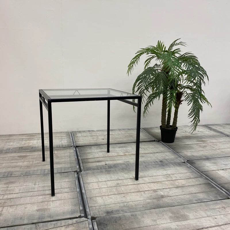 Stehtisch schwarz Glas Eisen Tisch 90x90 eckig Gebraucht