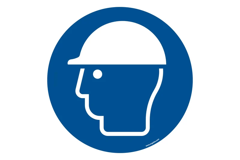 LongLife Schild - Bodenmarkierung Bodenkennzeichnungsschild, selbstklebend 600mm (Ø), Kopfschutz benutzen