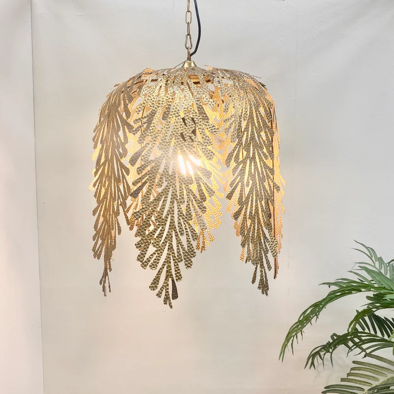 PTMD Joff Deckenleuchte Golden Metall Floral Lampe