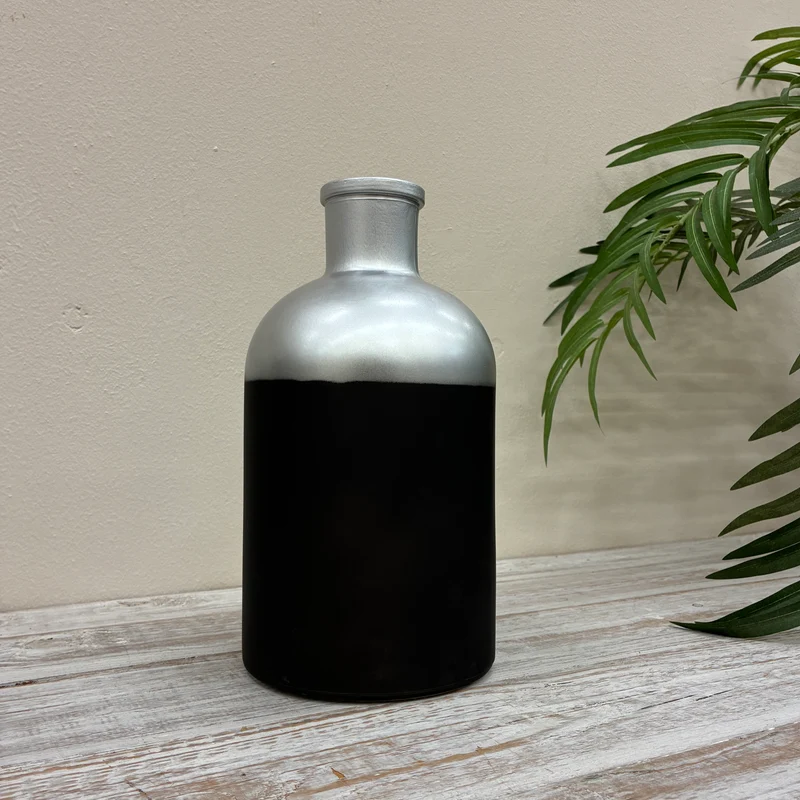 Countryfield Vase Silber Schwarz Matt Design Deko 27cm