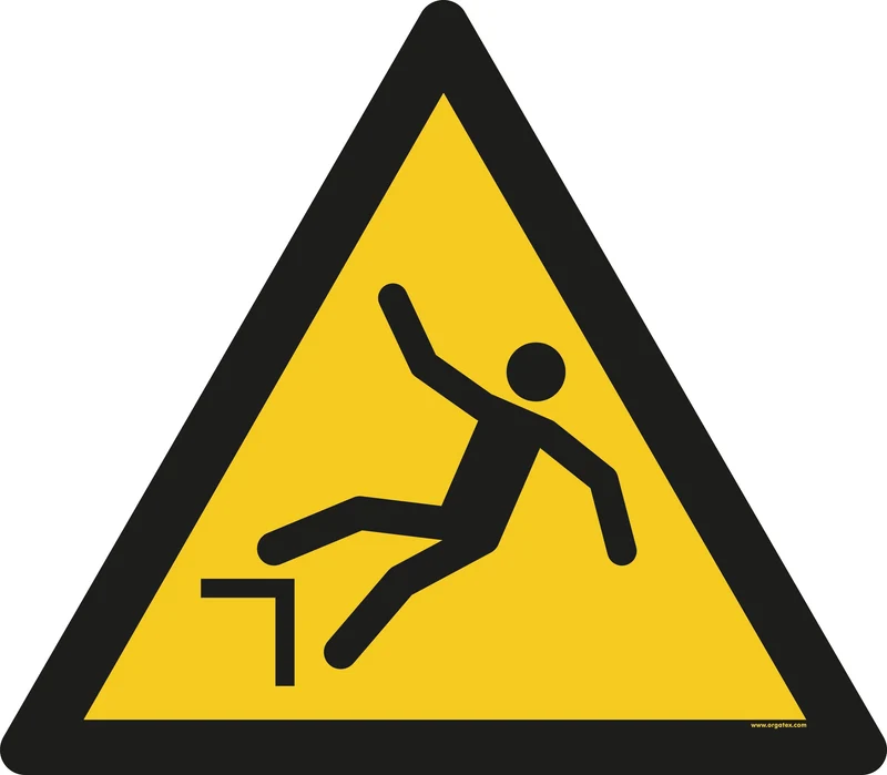 LongLife Schild - Bodenmarkierung Bodenkennzeichnungsschild, selbstklebend 600mm (Ø), Warnung vor Absturzgefahr