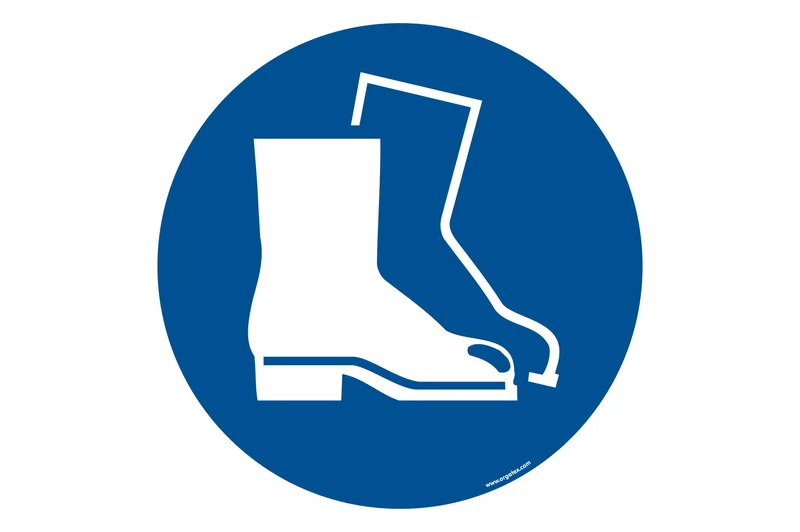 LongLife Schild - Bodenmarkierung Bodenkennzeichnungsschild, selbstklebend 600mm (Ø), Fußschutz benutzen