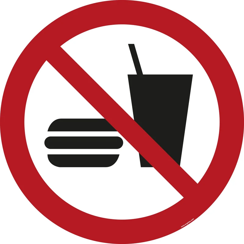 LongLife Schild - Bodenmarkierung Bodenkennzeichnungsschild, selbstklebend 600mm (Ø), Essen und Trinken verboten