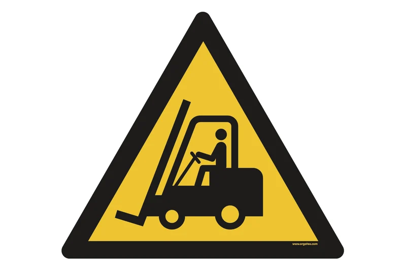 LongLife Schild - Bodenmarkierung Bodenkennzeichnungsschild, selbstklebend 600mm (Ø), Warnung vor Flurförderfahrzeugen