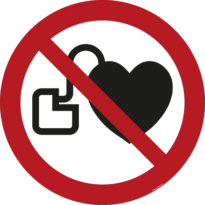 LongLife Schild - Bodenmarkierung Bodenkennzeichnungsschild, selbstklebend 600mm (Ø), Kein Zutritt für Personen mit Herzschrittmachern oder implantierten Defibrillator