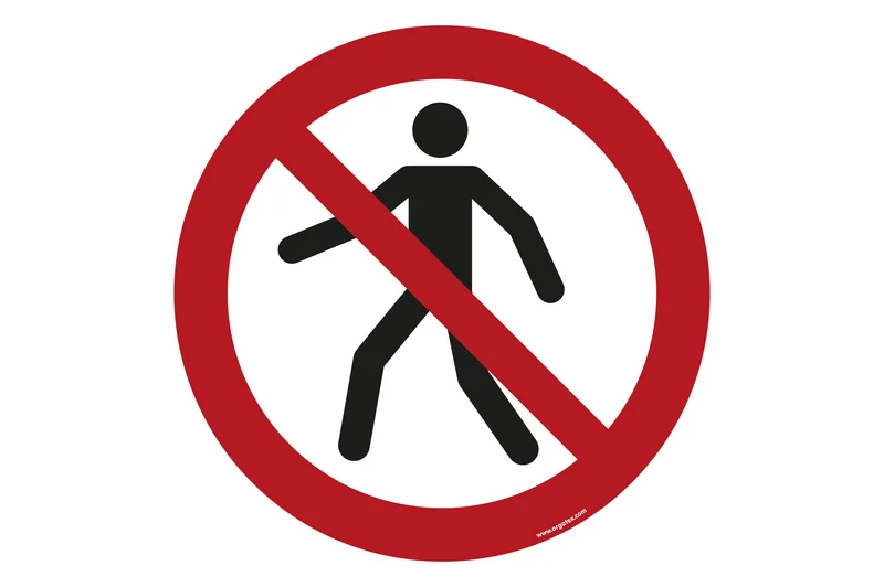 LongLife Schild - Bodenmarkierung Bodenkennzeichnungsschild, selbstklebend 600mm (Ø), Für Fussgänger verboten