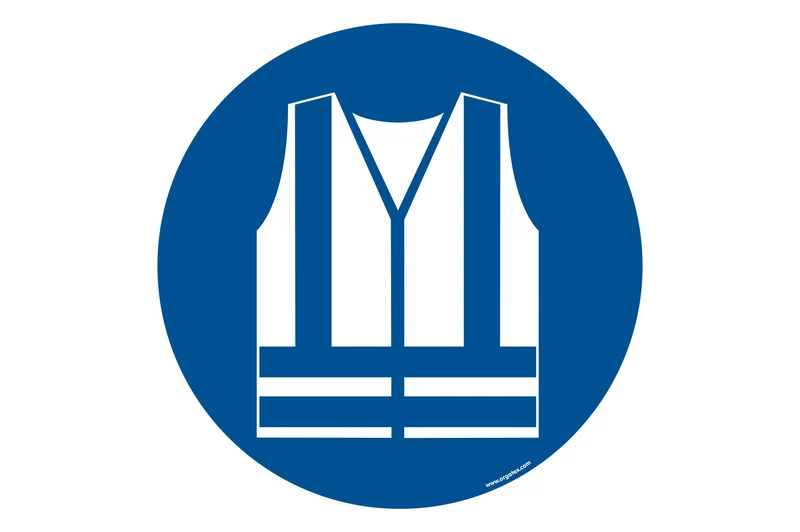 LongLife Schild - Bodenmarkierung Bodenkennzeichnungsschild, selbstklebend 600mm (Ø), Warnweste tragen
