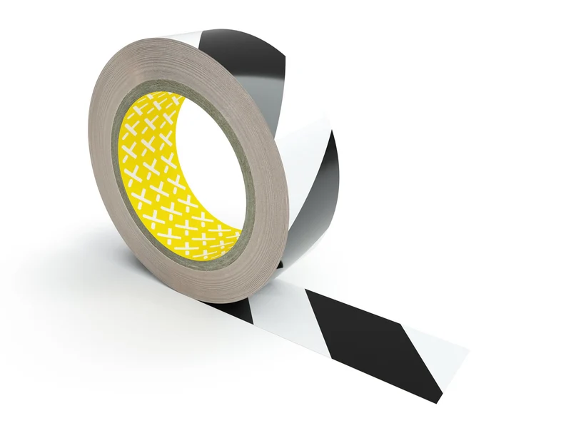 Vector Bodenmarkierung Bandware, selbstklebend, 75mm, Schwarz-weiß