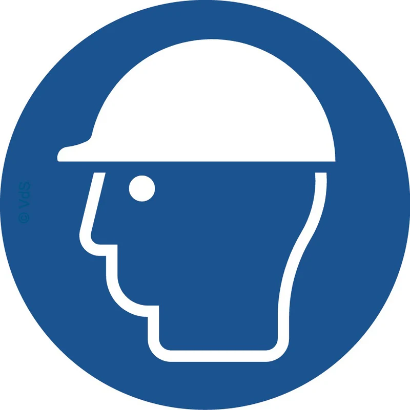 LongLife Schild - Aufkleber, Folie, selbstklebend, 200mm (Ø), "Kopfschutz benutzen" Anlehnung an ASR A1.3