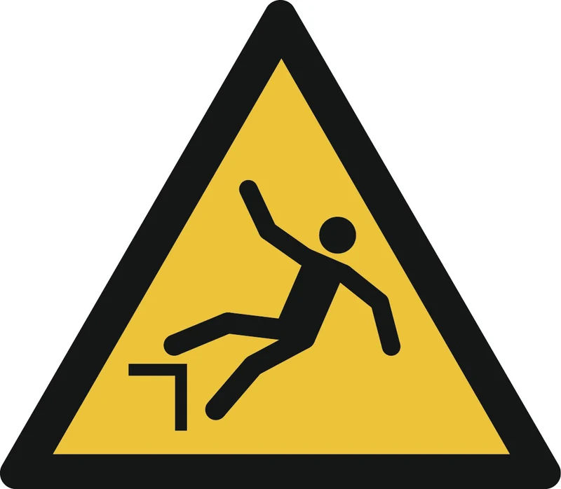 LongLife Schild - Aufkleber, Folie, selbstklebend, 3-Eck 200mm (Ø), "Achtung Absturzgefahr" Anlehnung an ASR A1.3