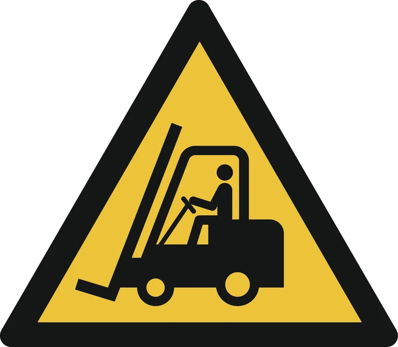 LongLife Schild - Aufkleber, Folie, selbstklebend, 3-Eck 200mm (Ø), "Warnung vor Flurförderzeugen" Anlehnung an ASR A1.3