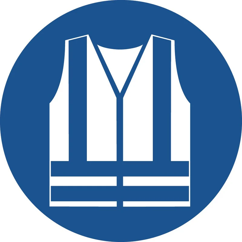 LongLife Schild - Aufkleber, Folie, selbstklebend, 200mm (Ø), "Warnweste tragen" Anlehnung an ASR A1.3
