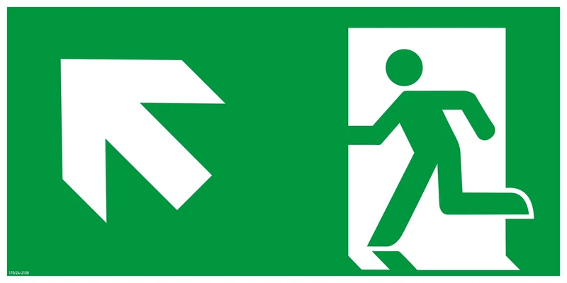 Nachleuchtendes Rettungszeichen, Rettungsweg links aufwärts, 300 x 150mm (H x B)