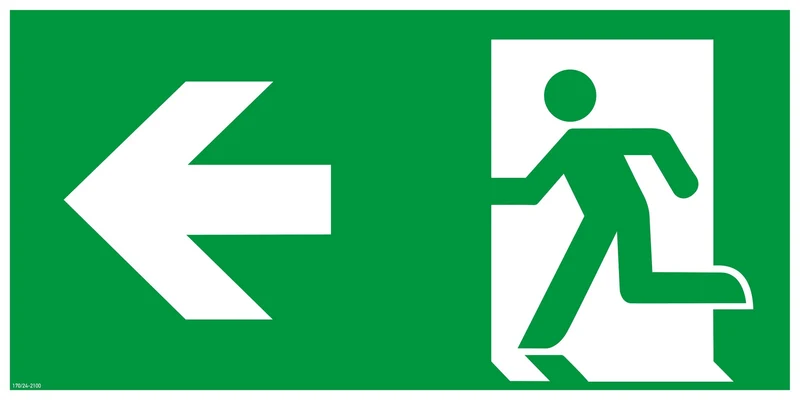 Nachleuchtendes Rettungszeichen, Rettungsweg links, 300 x 150mm (H x B)