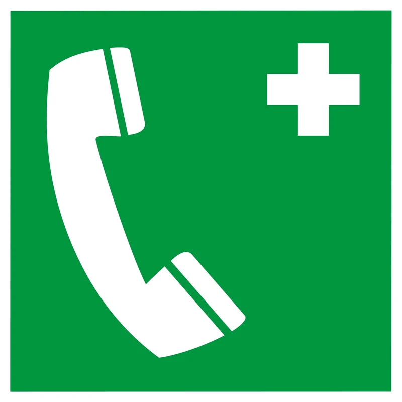 Nachleuchtendes Rettungszeichen, Notruftelefon, 200 x 200mm (H x B)