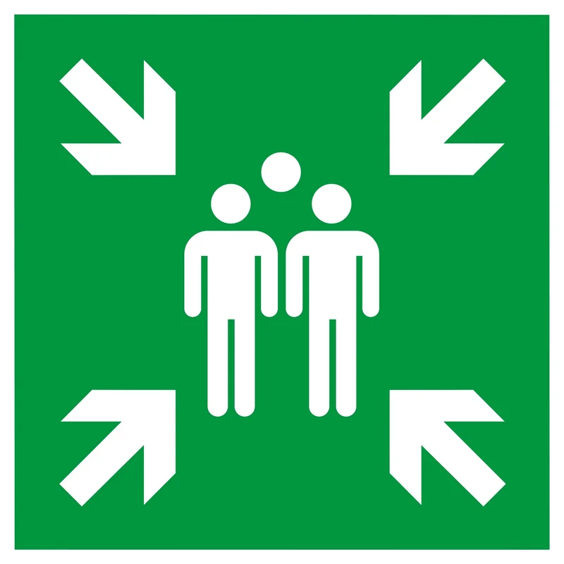 Nachleuchtendes Rettungszeichen Winkelschild, Sammelstelle, 200 x 200mm (H x B)