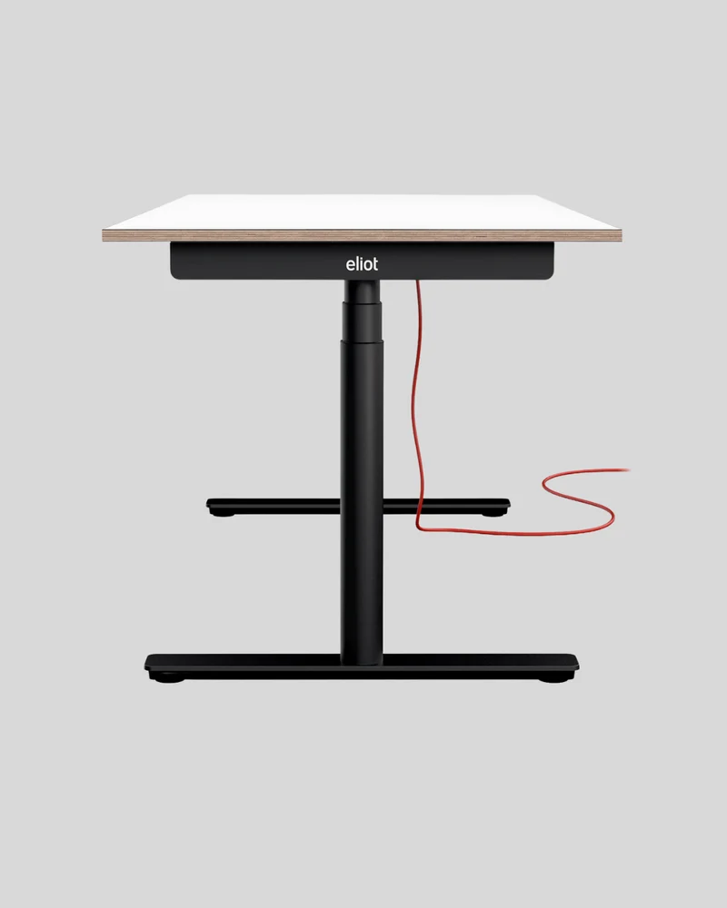 Eliot Schreibtisch Original Black mit Tischplatte Multiplex Fenix Bianco
