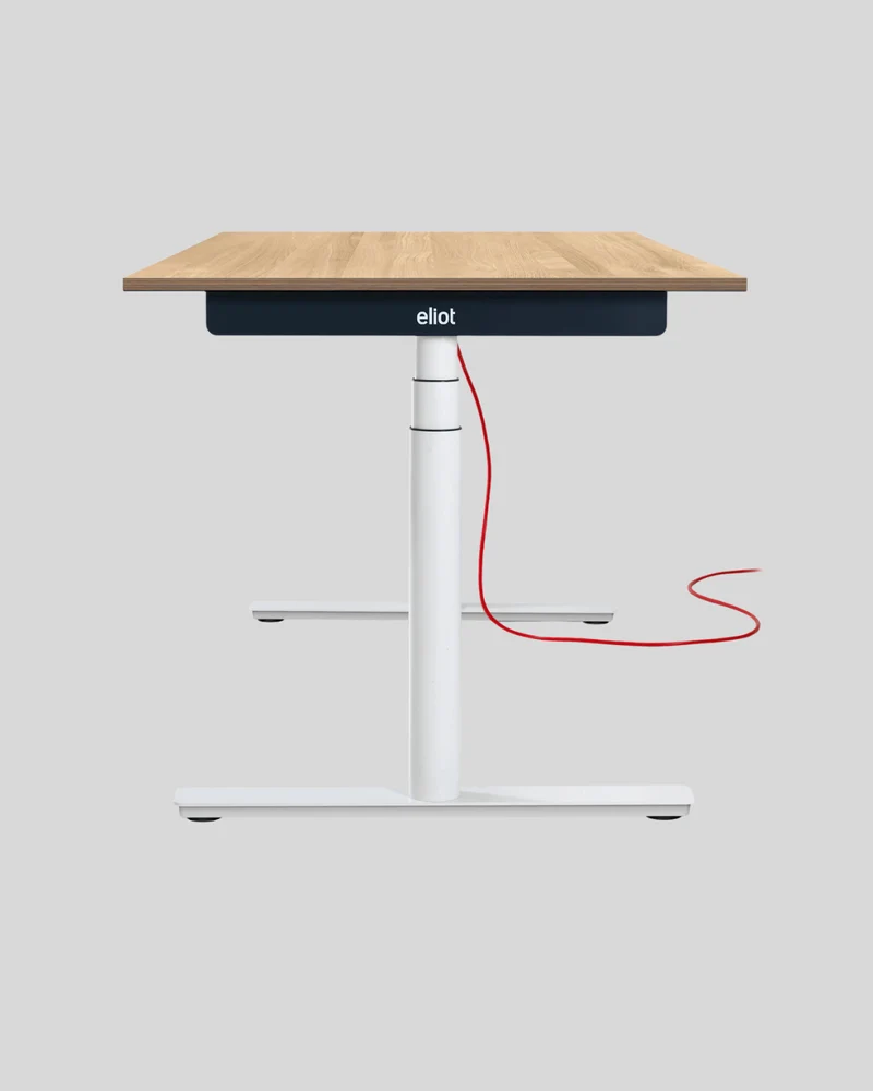 Eliot Schreibtisch Original White mit Tischplatte Eiche Multiplex