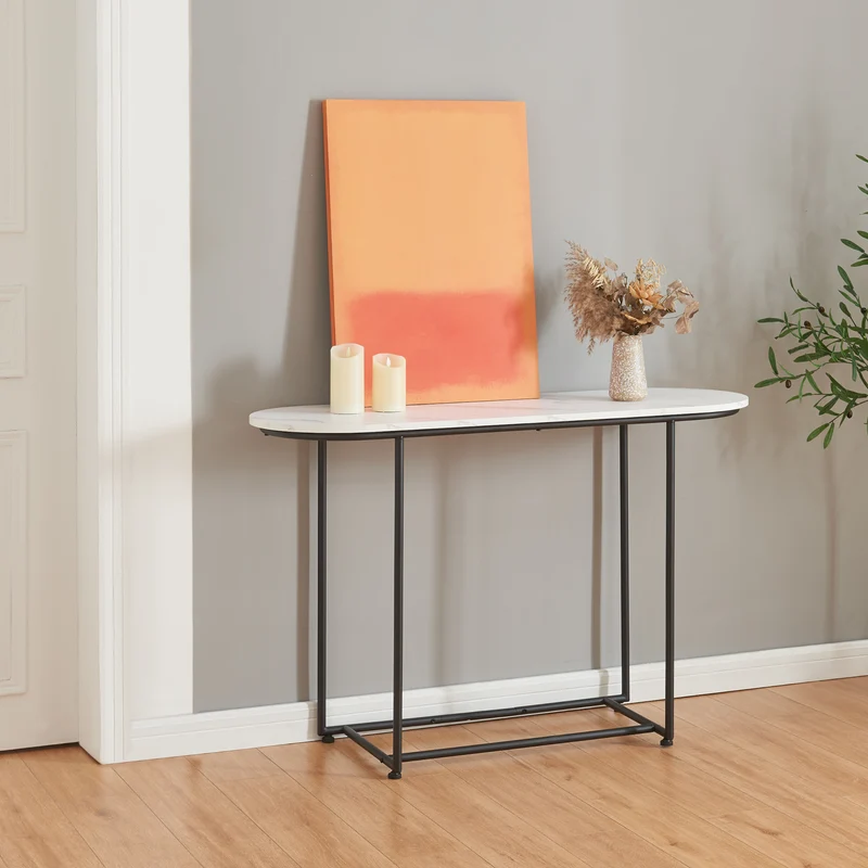 Konsolentisch Nordfron 120x40x75 cm Marmor, weiß [en.casa]