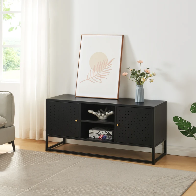 TV Schrank Janakkala Stahl Schwarz [en.casa]