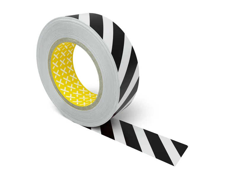 LongLife - Bodenmarkierung Bandware selbstklebend, 75mm (B), Schwarz Weiß (schraffiert)